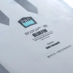 NPS Bluefin Pro Carbon downwinder SUP foil board - label close-up